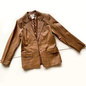 Chadwicks Size 10 Premium Brown Leather Jacket Button Front Pocket